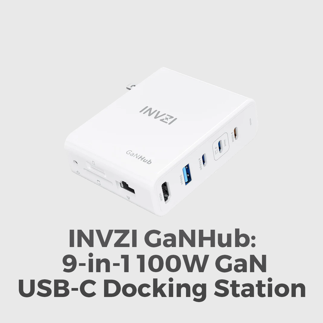 INVZI GaNHub 469 -  9-in-1 100W GaN USB-C Charger Power Hub Docking Station