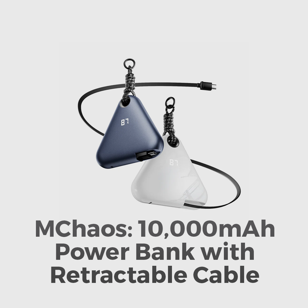 MChaos Power Bank – 10,000mAh Wearable Charger with Retractable Cable