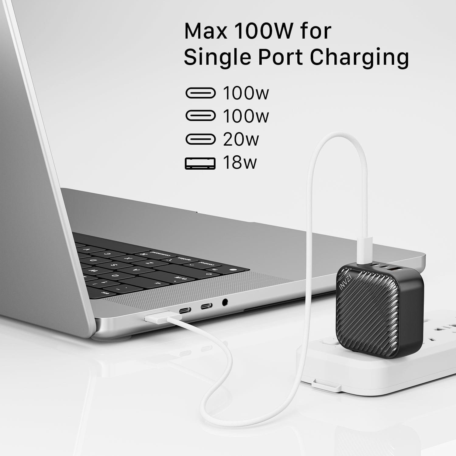 INVZI GaNHub 100W - GaN USB-C Charger 4-Port 3C1A